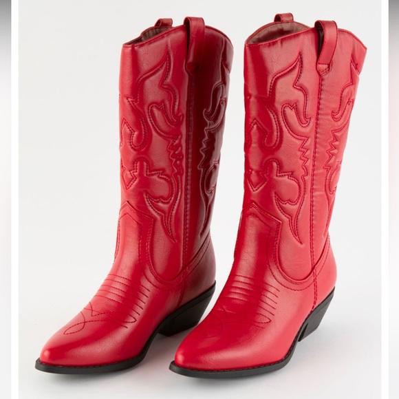 Soda Shoes - Soda Red Western Cowboy Heeled Boots